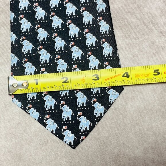 Sero Mens Tie Elephant Pattern US Flags Patriotic Silk Hand Made Neckwear - Picture 5 of 10